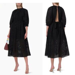 NWT Rhode | Amara Cutout Broderie-Anglaise Cotton Dress in Black